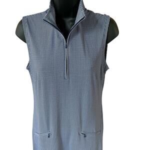 IBKUL Golf Dress Women's Size Small Sleeveless Blue White Check Activewear